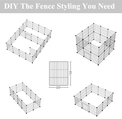 LURIVA SMALL ANIMAL PLAYPEN GGUINEA PIG CAGES 15 X 12 INCH, 24 PANELS BLACK - Like New