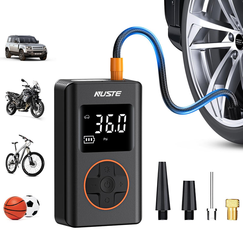 NUSTE Tire Inflator Portable Air Compressor - 150 PSI Cordless Mini Bike Tire Like New