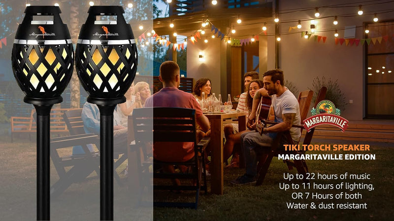 SAKAR Margaritaville Tiki Torch Waterproof Bluetooth Speaker (2 Pack) - Black Like New