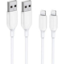 ANKER POWERLINE III LIGHTNING CABLE, 0.9M (3 FT.), PACK OF 2 - WHITE - Like New
