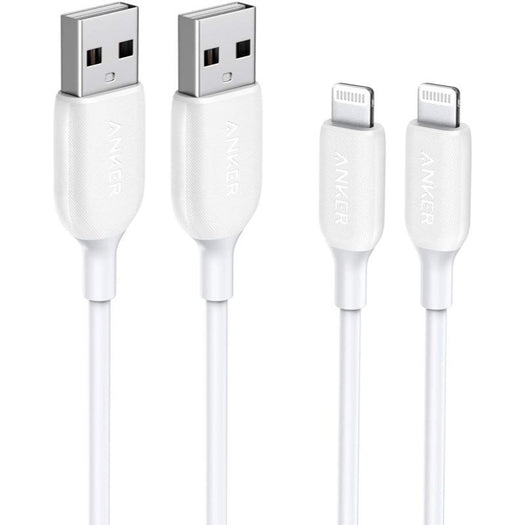 ANKER POWERLINE III LIGHTNING CABLE, 0.9M (3 FT.), PACK OF 2 - WHITE - Like New