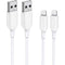 ANKER POWERLINE III LIGHTNING CABLE, 0.9M (3 FT.), PACK OF 2 - WHITE - Like New