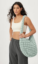 ODODOS QUILTED CARRYALL TOTE BAG WOMEN CROSSBODY LARGE HOBO LIGHTWEIGHT - GREEN - Like New
