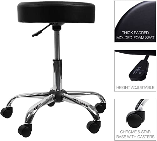 Alera ALEUS4716 275 lbs Capacity Adjustable Height Lab Stool - Black/Chrome Like New