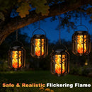 KAGOLING FLAME SOLAR LANTERNS OUTDOOR WATERPROOF HANGING LIGHTS - BLACK - Like New