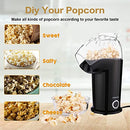 Nictemaw Popcorn Maker, Hot Air Popcorn Machine, 1400W Popcorn Maker (Black) - Brand New