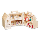 Melissa & Doug Fold & Go Wooden Dollhouse 2 Play Figures 11 Pieces B000067BID - Brand New