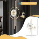 PSYCHE GOD Large Gold Wall Clock Metal Elk Non-Ticking Modern Clock - Brand New