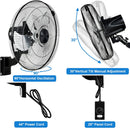 Simple Deluxe 18 Inch Wall Mount Fan 90 Degree Horizontal Oscillation - Black - Like New