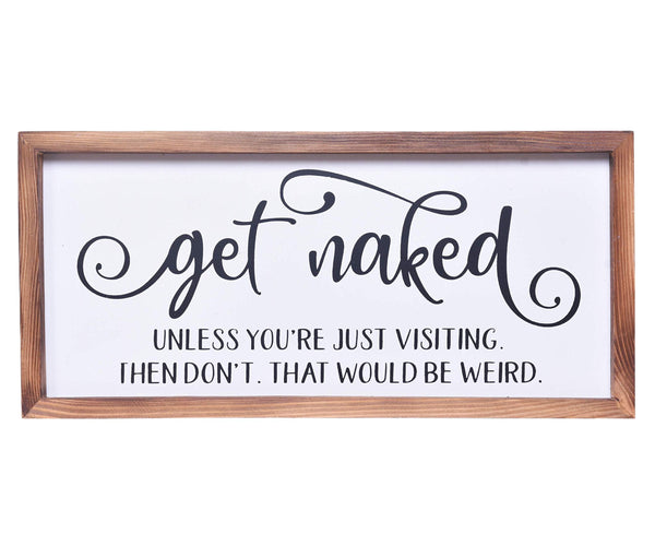 ATHENA'S ELEMENTS FUNNY BATHROOM DECOR WALL ART – 8 X 17 INCHES - WHITE/BROWN - Brand New