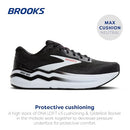 BROOKS MEN’S GHOST MAX 2 RUNNING AND WALKING SHOES BLACK/WHITE/FIERY RED 10.5 - Like New