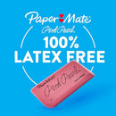 PAPER MATE ERASERS PINK PEARL 12 COUNT LATEX AND SMUDGE FREE - Brand New