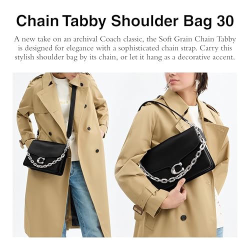 COACH SOFT GRAIN CHAIN TABBY SHOULDER BAG 30 - BLACK - Like New