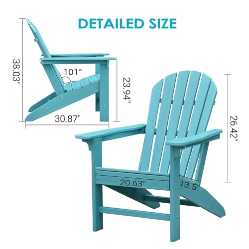 OTSUN Adirondack Chair, Large Lawn Chair, Outdoor Chair w/ Durability - Blue - Like New