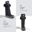 DailyShoes Women's High Tube Snow Boot Winter Warm Mid Calf Alaska-02 Black 9 - Like New