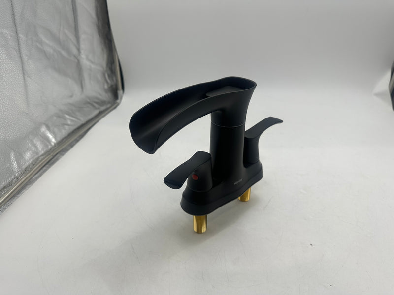 WATERSONG WATERFALL BATHROOM FAUCET 2 HANDLE 1 OR 3 HOLES VANITY - MATTE BLACK - Like New