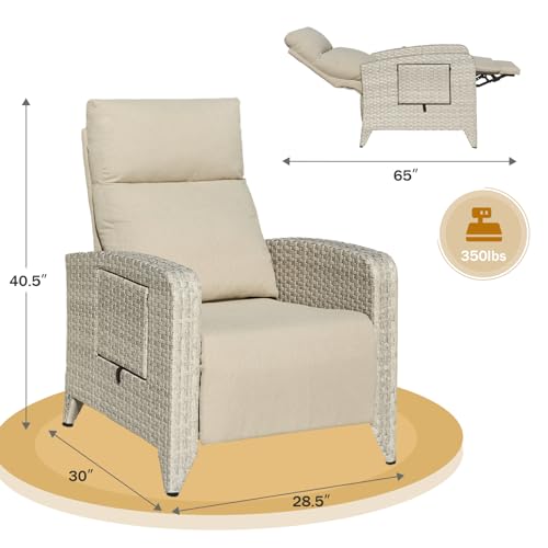 ZYZ Outdoor Recliner Chair, Reclining Patio Chairs with Adjustable Back Grey - Like New
