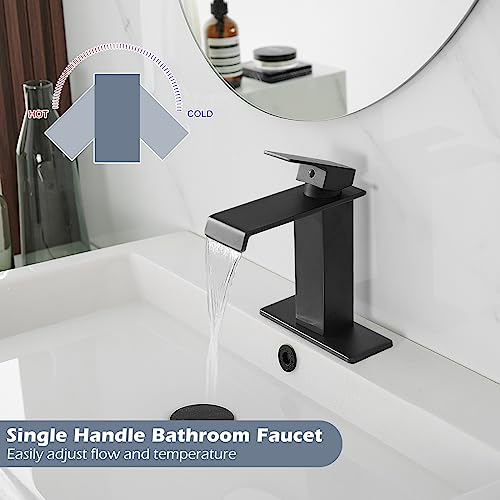 BWE BLACK BATHROOM FAUCET MODERN WATERFALL MATTE BLACK BWE-6004 - BLACK - Like New