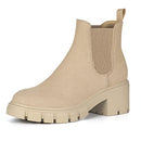 ATHLEFIT WOMEN'S CHELSEA BOOTS LUG SOLE CHUNKY HEEL ELASTIC SIZE 6 NUDE - Brand New