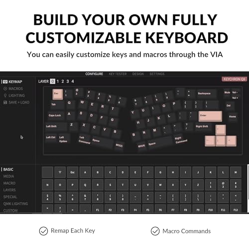 KEYCHRON Q8 ALICE LAYOUT QMK CUSTOM MECHANICAL KEYBOARD - NAVY BLUE - Like New