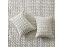 DAWSON COLLECTION 3-PIECE SEERSUCKER TEXTURED QUILT SHAM SET QUEEN - LIGHT-GRAY - Like New
