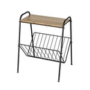 AMOBRO Side Table Modern End Table with Magazine Holder Wood & Metal - Like New