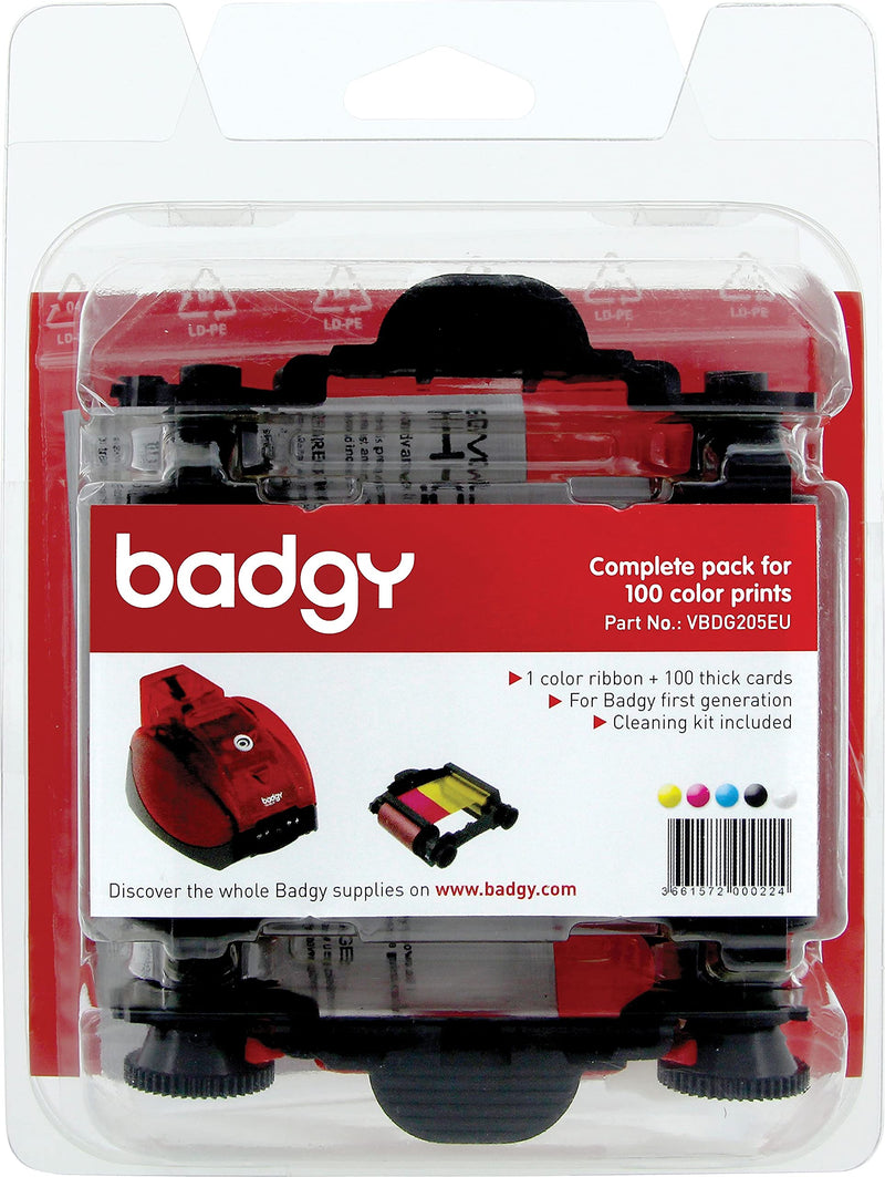 Badgy Thick Consumable Kit, Badgy1 Printer, YMCKO VBDG205EU - WHITE New