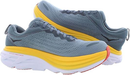 1123202 HOKA ONE ONE Bondi 8 Mens Shoes Obsidian/Yellow/White Size 10 Like New