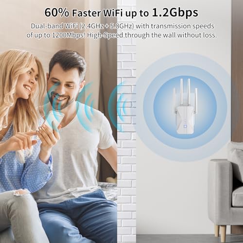 Roqrl WIFI EXTENDER SIGNAL BOOSTER 2025 WIFI AC1200MBPS, M-97D - WHITE - Like New