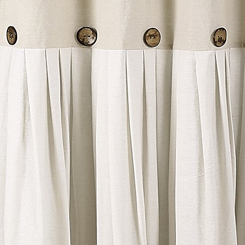 LUSH DECOR LINEN BUTTON SHOWER CURTAIN EXTRA LONG 72" W x 84" L - 21T010505 - Brand New