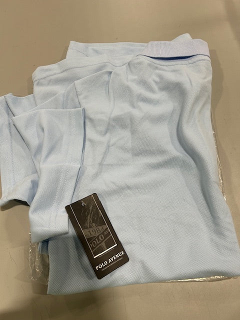 POLO AVENUE LARGE LIGHT BLUE SHORT SLEEVE POLO SHIRT - SIZE: MEN L - LIGHT BLUE - Brand New