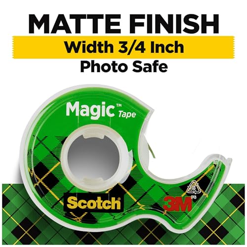 SCOTCH MAGIC TAPE REFILLABLE DISPENSER 3/4" X 300", 3/BOX - CLEAR/GREEN - Brand New