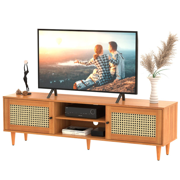 EASYCOM RATTAN TV STAND FOR 65 INCH TV FARMHOUSE RATTAN - Scratch & Dent