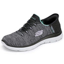 149937W Skechers Women Summits Dazzling Haze Sneaker, Black/Turquoise, Size 5W - Like New