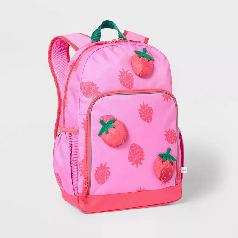 CAT & JACK KIDS' 17L 17' STRAWBERRY CLASSIC BACKPACK - PINK - Like New