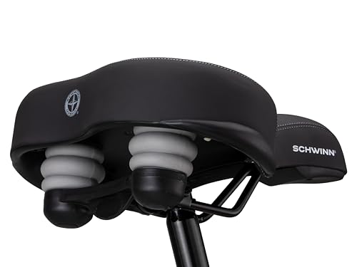 SCHWINN COMFORT BIKE SEAT MEN WOMEN REPLACEMENT SADDLE SEAT POST - BLACK - Like New