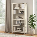 BUSH FURNITURE SALINAS TALL 5 SHELF BOOKCASE IN ANTIQUE WHITE - WHITE - Like New