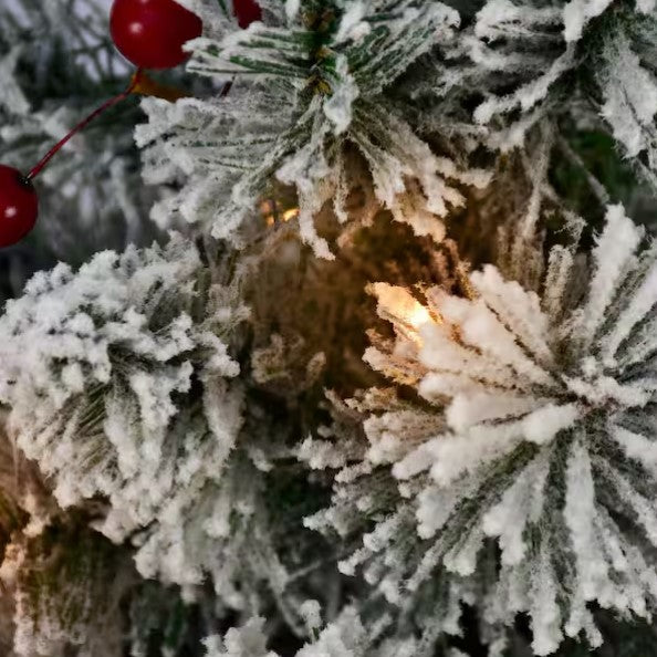 ASTELLA 4FT PRE-LIT FLOCKED ARTIFICIAL CHRISTMAS TREE, 50-LIGHTS - Like New