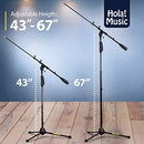 HOLA! MUSIC MICROPHONE STAND TRIPOD BOOM ARM FLOOR ADJUSTABLE - BLACK - Like New