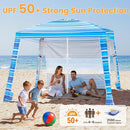 AOMIFUNNY BEACH CABANA 6X6, UPF 50+ LARGE BEACH CANOPY WITH - Scratch & Dent