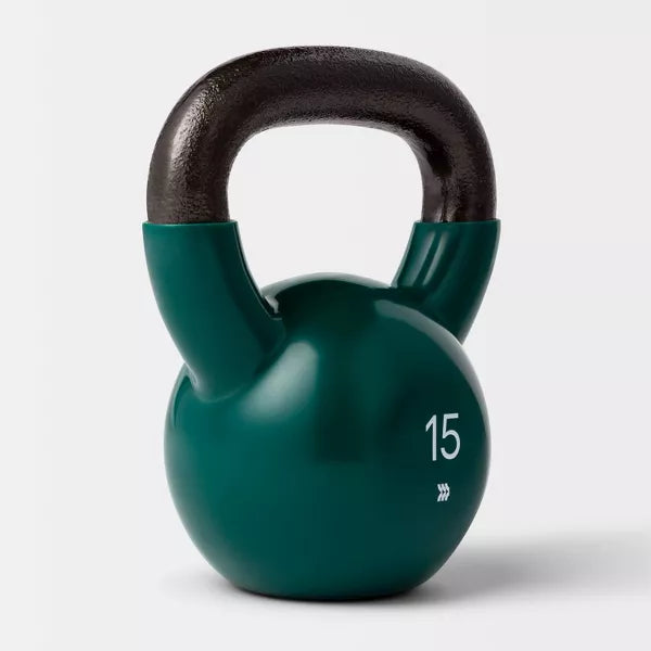 ALL IN MOTION KETTLEBELL 15LB IRON WEIGHT FOR LEGS & UPPER BACK - Scratch & Dent