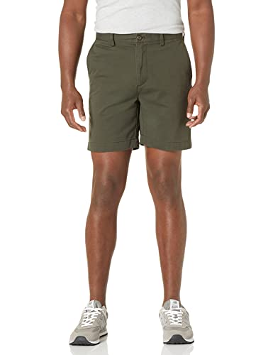 AE1911038 AMAZON Essentials Men's Slim-Fit 7" Chino Dark Olive Green Size 32 - Brand New