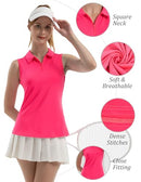 FKEEP Women's Sleeveless Polo Golf Tennis Shirt Tank V-Neck Collars Medium Neon - Brand New
