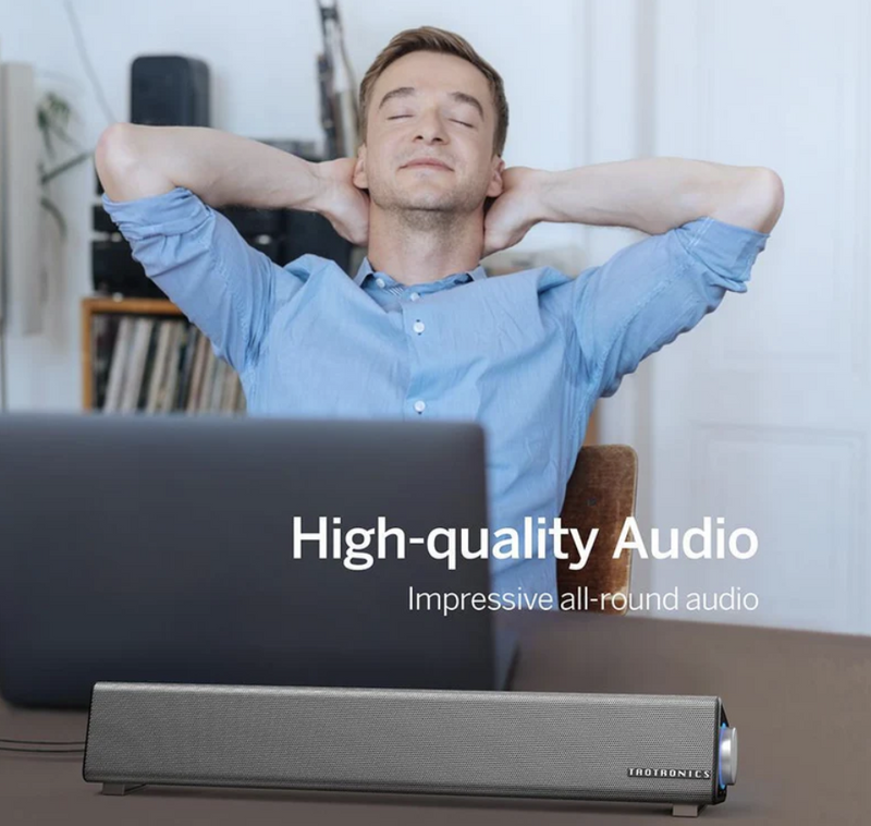 TaoTronics PC Sound Bar Wired Computer Speaker - BLACK - Like New