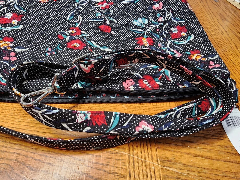 VERA BRADLEY OVERSIZED HOBO SHOULDER BAG - PERENNIALS NOIR DOT - Brand New