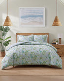 TOMMY BAHAMA FLORAL ENCHANTMENT REVERSIBLE 3-PIECE KING DUVET - LIGHT BLUE/AQUA - Like New