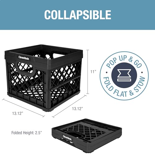 CLEVERMADE COLLAPSIBLE 25L (6 GAL) STACKABLE STORAGE BINS 8034174 - BLACK - Like New