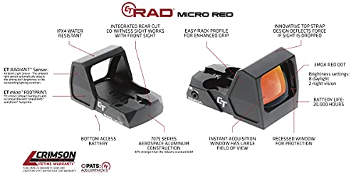 Crimson Trace RAD Micro Compact Open Reflex Pistol Sight - Black - Like New