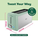 BELLA 4 SLICE TOASTER LONG SLOT REMOVABLE TRAY 7 SHADING TA7402-UL - SAGE - Like New