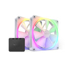 NZXT F140RGB 140MM RGB FANS TWIN + RGB LIGHTING CONTROLLER 2 PACK - WHITE - Like New
